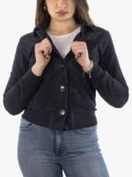 Blue Womens Suede Bomber Jacket