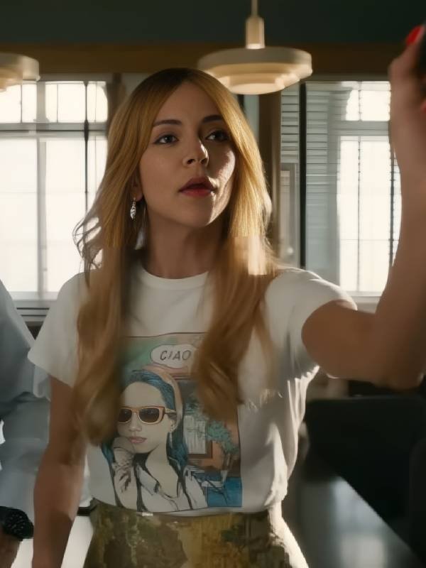 High Potential Kaitlin Olson White Graphic Tee