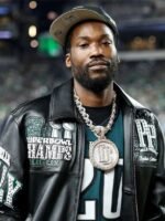 Meek Mill Eagles Black Leather Jacket