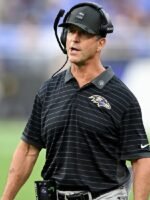 NFL Preseason 2025 John Harbaugh Black Polo Shirt
