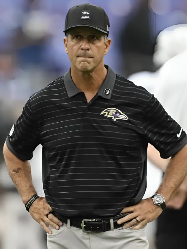 NFL Preseason 2025 John Harbaugh Polo Black Shirt