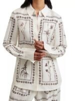 Only Murders in the Building S5 Loretta Durkin Printed White Blouse