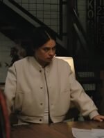 Play Dirty Rosa Salazar Letterman Cream Jacket