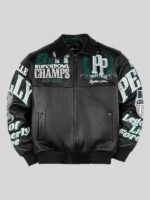 Re-created Super Bowl Champions PP 2025 Meek Mill Eagles Black Leather Jacket