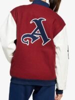Red and White Arsenal 24_25 Full-Snap Varsity Jacket