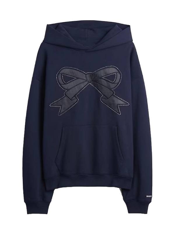 Sandy Oversized Bow Blue Hoodie