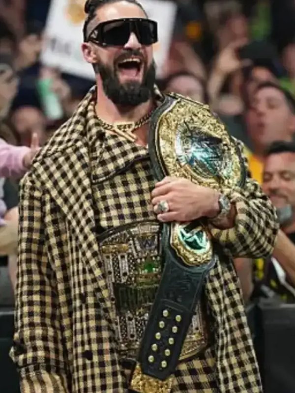 Seth Rollins Monday Night RAW 2025 Trench Checkered Coat
