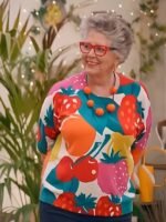 The Great British Bake Off Prue Leith Fruit Printed Sweater