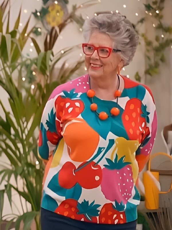 The Great British Bake Off Prue Leith Fruit Printed Sweater