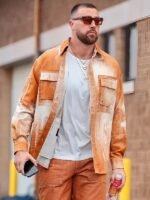 Travis Kelce Commanders v Chiefs 2025 Orange Denim Jacket