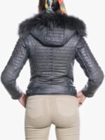 Womens Downs Shearling Hooded Jacket Blue