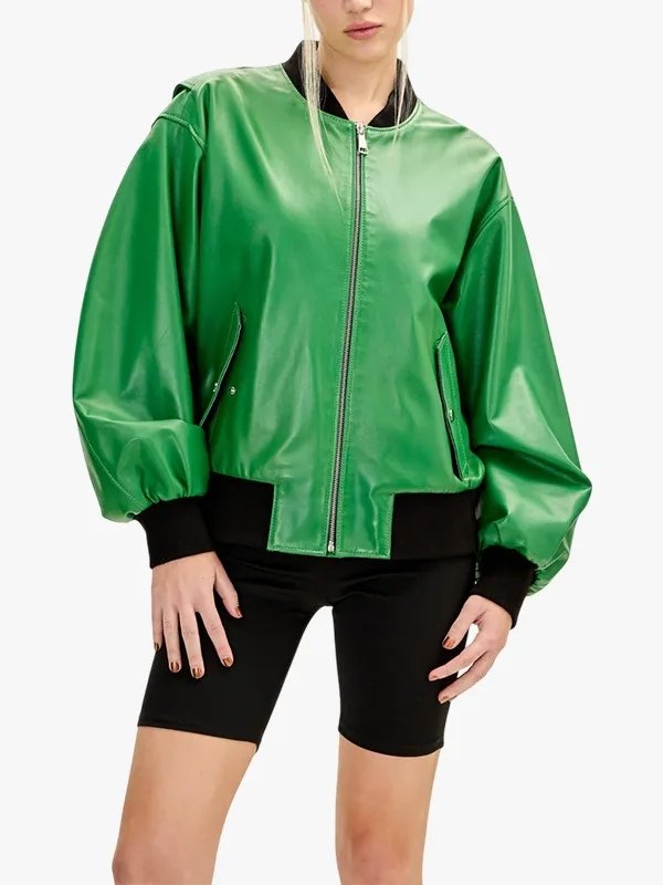 Womens Oversized Green Bomber Jacket Womens Oversized Green Bomber Jacket