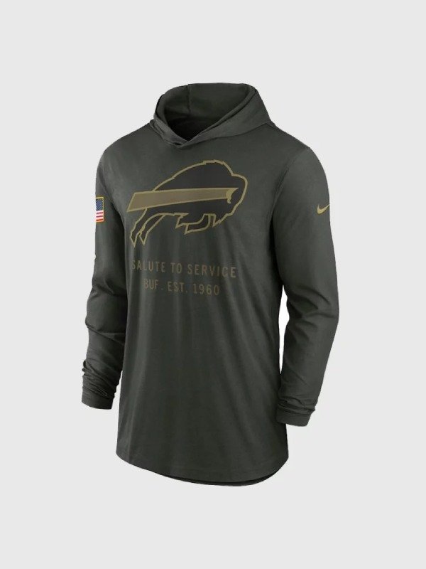 Buffalo Bills 2025 Salute to Service Sideline Hooded Pullover T-shirt