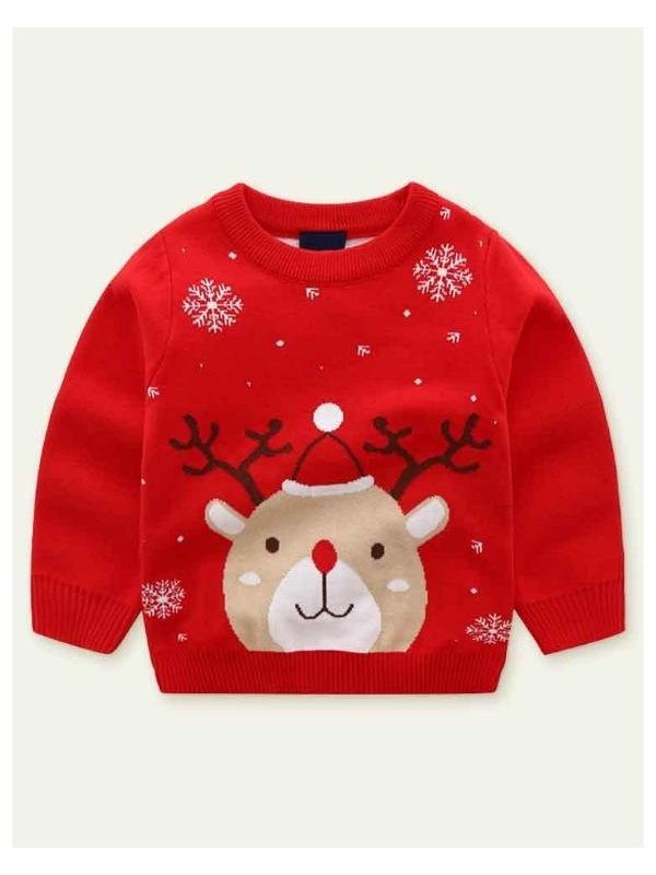 Christmas Snowflake & Deer Red Sweater