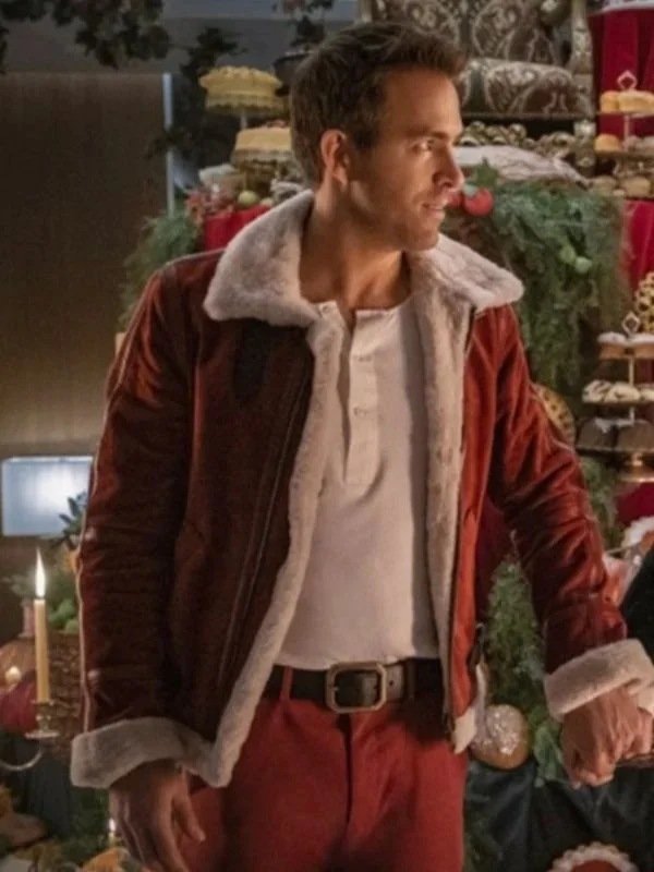 Ebeneezer Scrooge Spirited Ryan Reynolds Shearling Jacket (1)