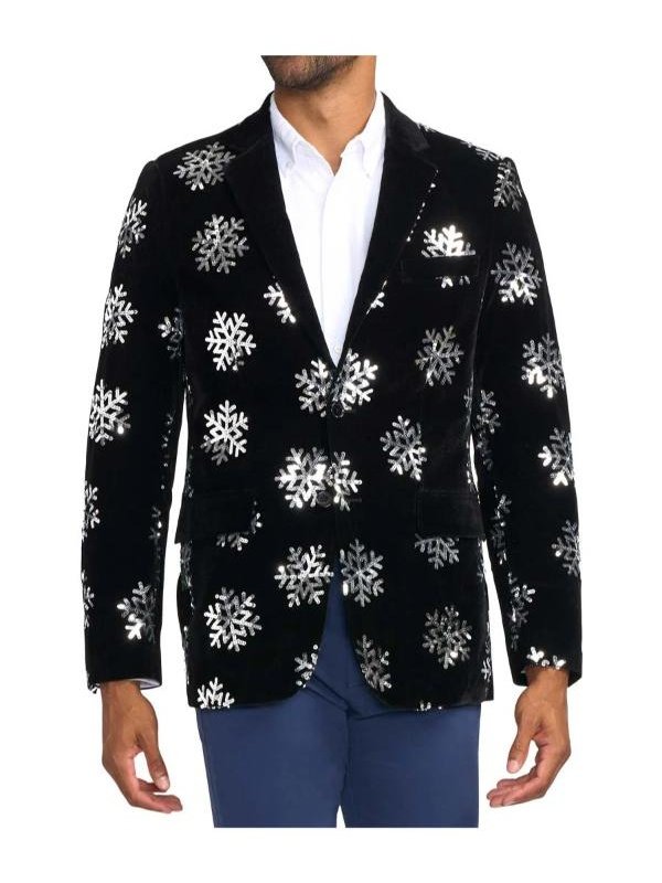 Finding Mr Christmas S02 Jonathan Bennett Snowflake Black Velvet Blazer