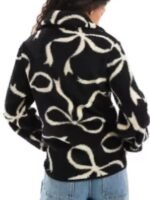 Gogglebox S26 Quarter Zip Bow Print Black Pullover Jacket-Unisex