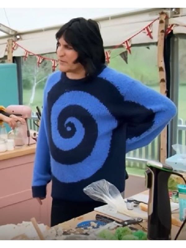 Great British Bake Off Noel Fielding Twister Blue and Black Sweater