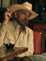 Landman 2024 Billy Bob Thornton Stripe Shirt-White