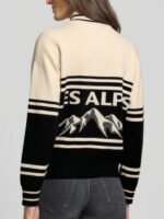 Les Alpes Graphics Funnel-Neck Knit Jumper-Black