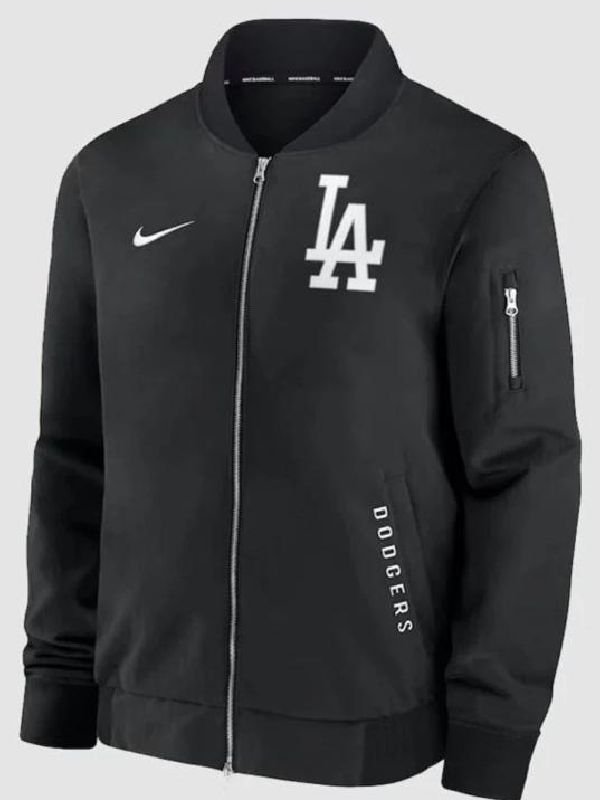 Mens and Womens Los Angeles Dodgers 2025 Dugout Black Bomber Jacket