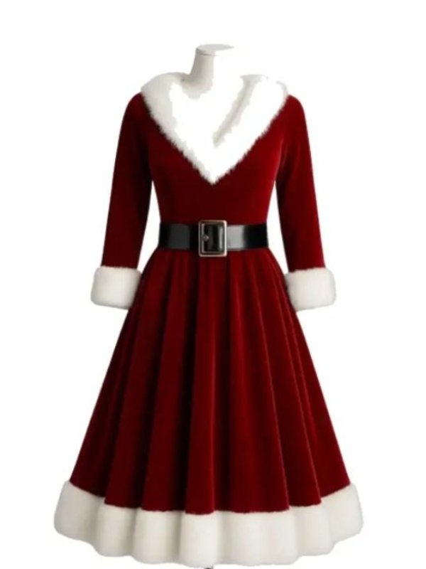 Mrs. Claus Red Velvet Christmas Dress