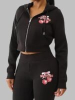 Recreated - True Religion CHERRY SHRUNKEN Zip-up Cropped Hoodie