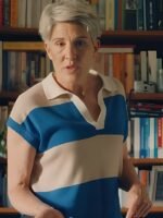 Riot Women Tamsin Greig Blue and White Top