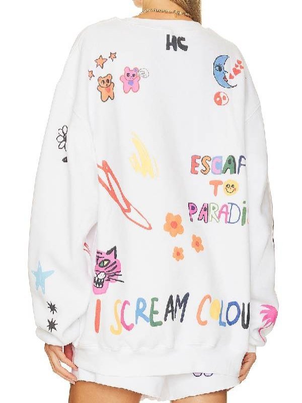 Somebody Loves You White Printed Sweatshirt