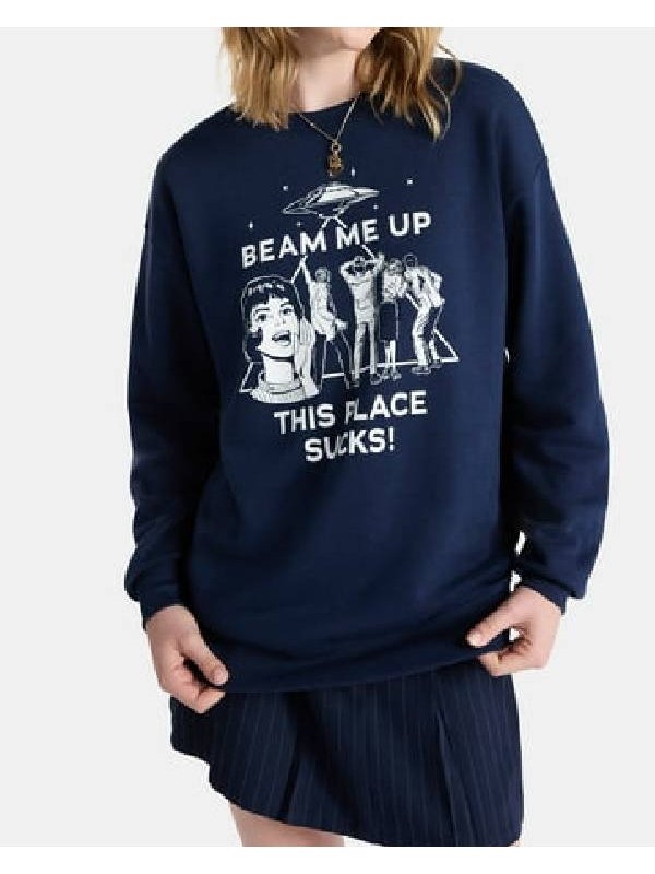 Stranger Things S05 Maya Hawke Navy Blue Graphic Sweater