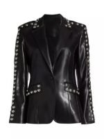 The Voice Reba Mcentire Stud Leather Jacket-Black