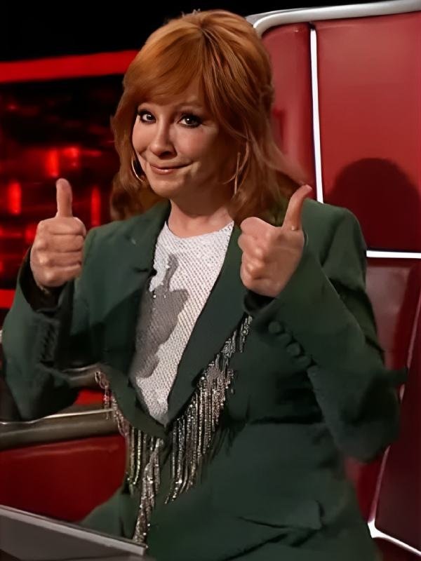 The Voice S26 Reba McEntire Green Embellished Fringed Blazer