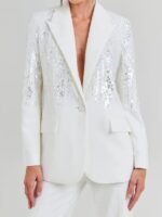 The Voice S26 Reba McEntire White Embellished Sequin Blazer