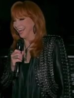 The Voice S28 Reba McEntire Black Fringed Leather Jacket