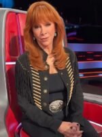 The Voice S28 Reba McEntire Black Suede Beaded Fringe Jacket