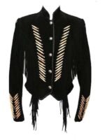 The Voice S28 Reba McEntire Suede Beaded Fringe Jacket-Black