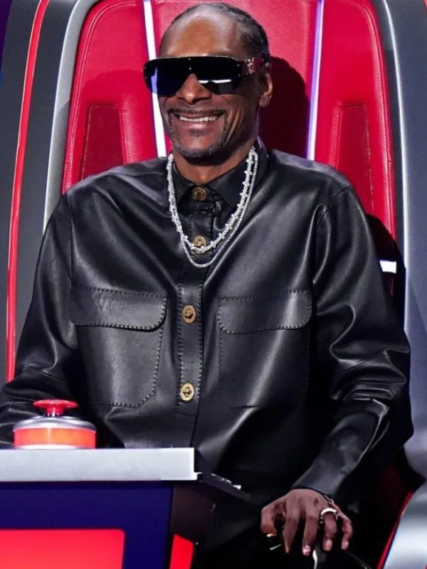 The Voice S28 Snoop Dogg Black Leather JacketThe Voice S28 Snoop Dogg Black Jacket