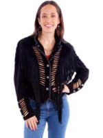 The Voice Season28 Reba McEntire Black Suede Beaded Fringe Jacket