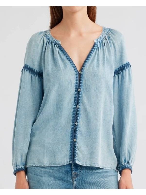 The Young and the Restless Sharon Newman Embroidered Top-Blue