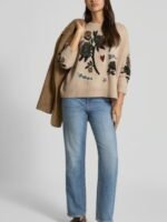 Women’s Floral Weekend Oversized Sweater-Beige