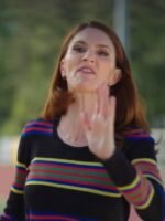 English Teacher S02 Stephanie Koenig Rainbow Striped Sweater