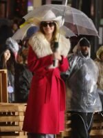 Lainey Wilson 2025 Macy’s Thanksgiving Day Parade Fur Trim Red Coat