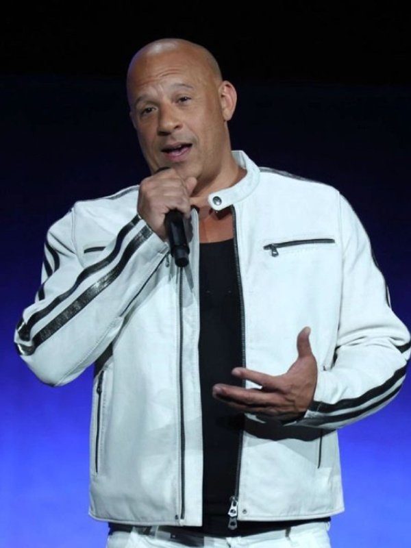 2023 Fast X Vin Diesel CinemaCon White Leather Jacket