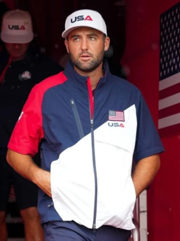 2025 Team USA Ryder Cup Scottie Scheffler Rain Jacket Red,Blue and White