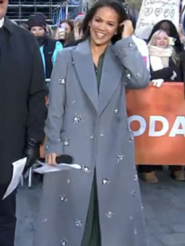 2025 The Today Show Laura Jarrett Grey Embellished Coat
