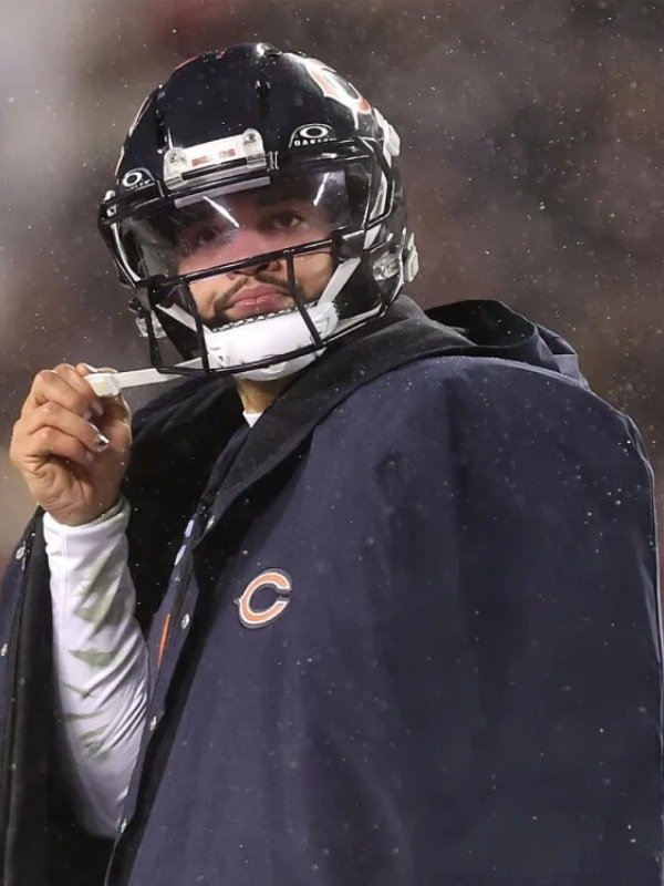 Caleb Williams Chicago Bears 2026 Long Blue Cape Coat