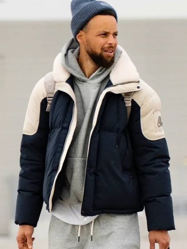 Dallas Stephen Curry Blue_White Puffer Jacket