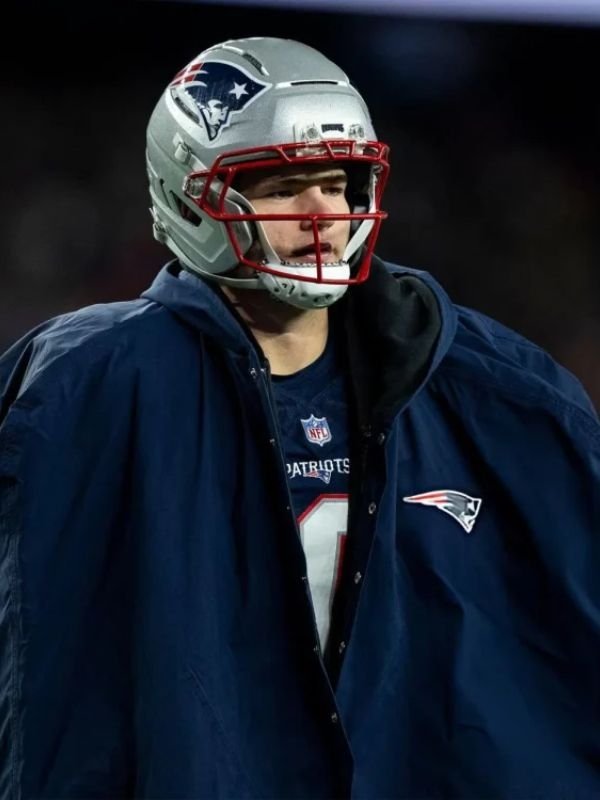 Drake Maye New England Patriots Blue Cape Coat