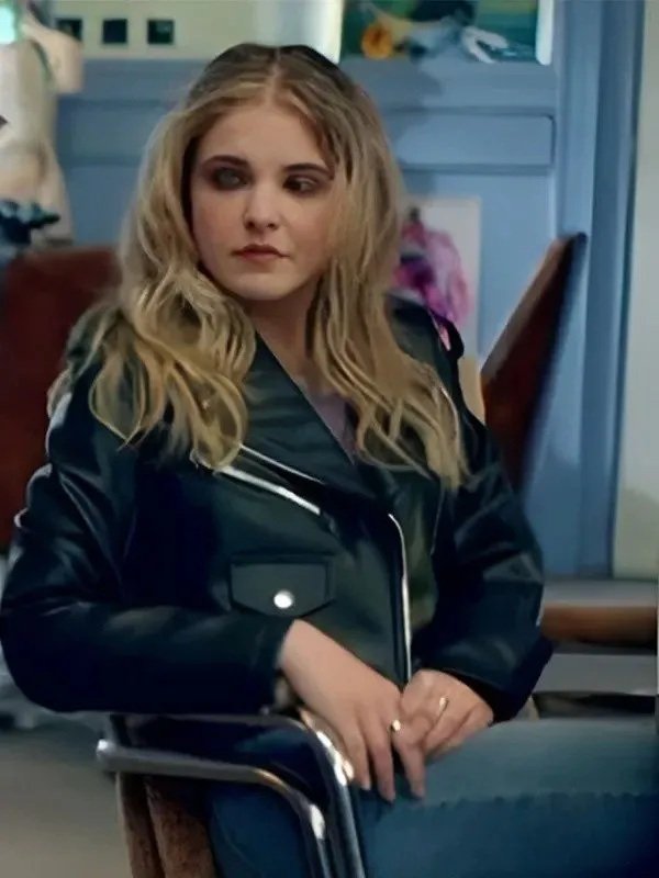 Elevator Game Madison MacIsaac Leather Jacket Black