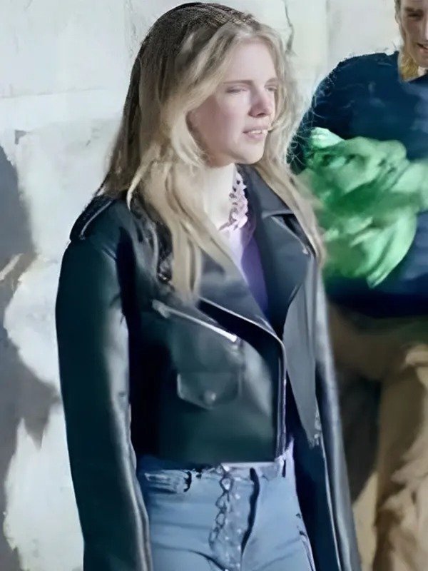 Elevator Game Madison MacIsaac Leather Jacket in Black